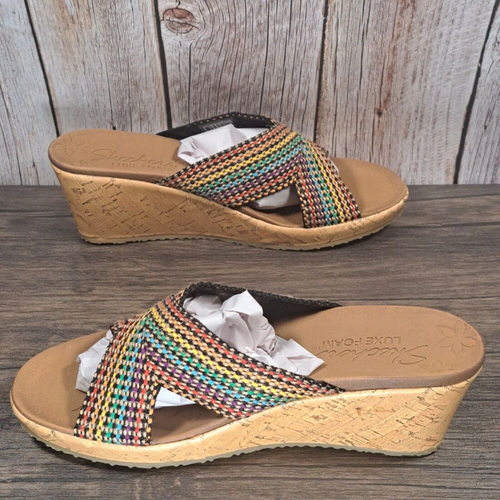 Skechers Beverlee Delighted Relaxed Step Luxe Foam Wedge Sandals Women's 9 - Picture 5 of 8